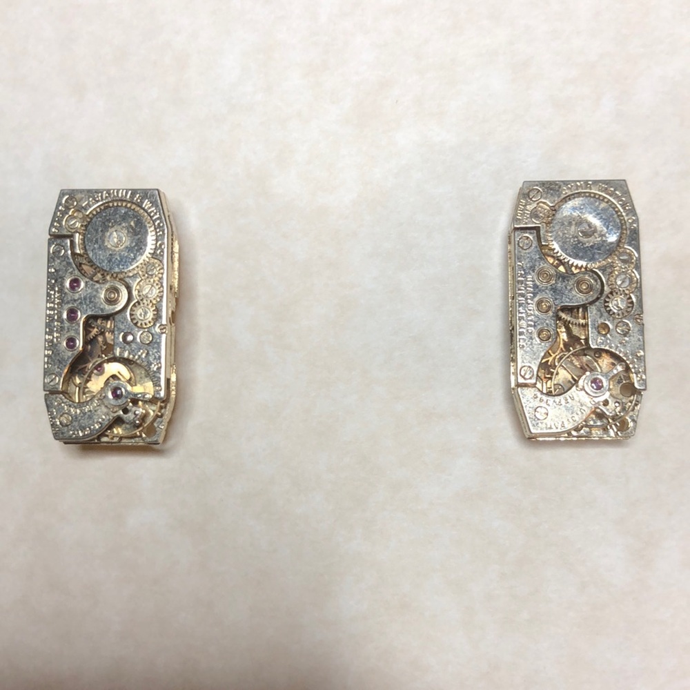 Watch style cuff links, gold color